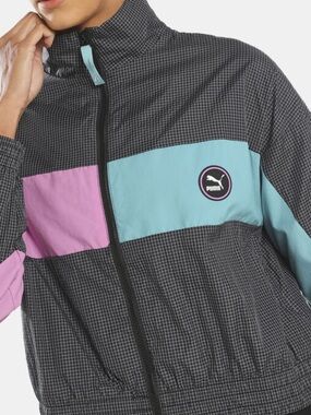 Puma SWXP Windbreaker Jacket Pink & Teal Colorblock size XL